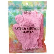 Wholesale - 2-PAIR PINK BATH & SHOWER GLOVES C/P 72, UPC: 769898445705